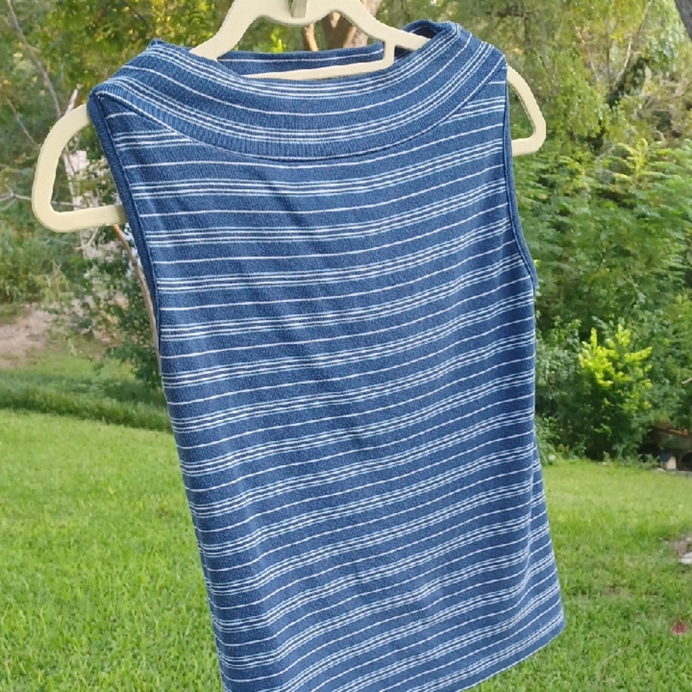 Erika Navy and White Striped Tank Top